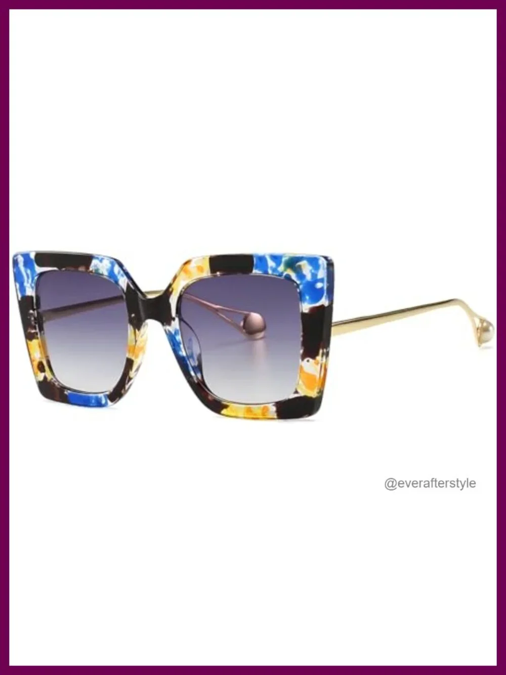 Oversized Square Sunglasses for Women Trendy Retro UV400 Protection Pearls